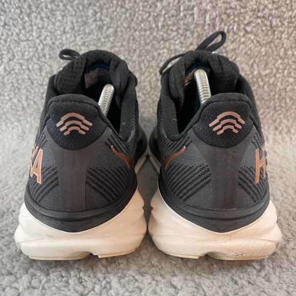 Hoka One Clifton 9 Womens size 9B Black Rose Gold Running Comfort Walking Shoes - Picture 4 of 8